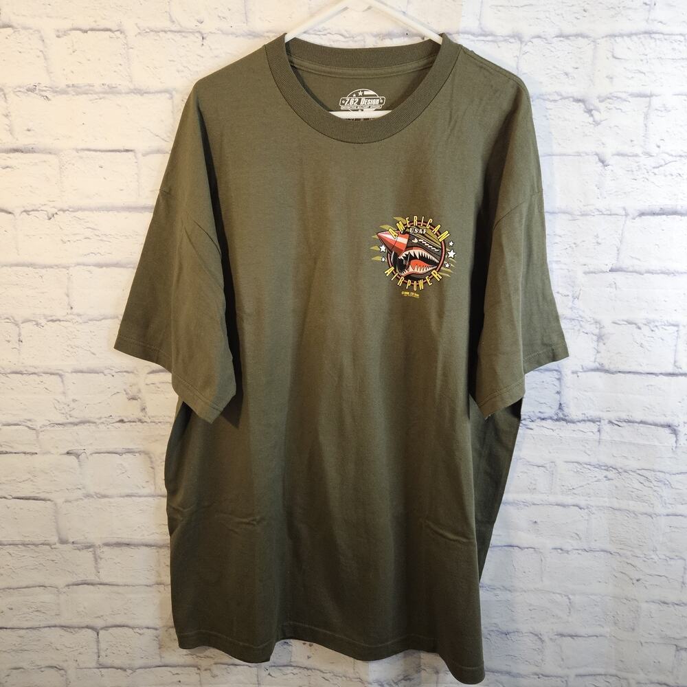 7.62 Design USAF-Shirt Military Graphic Print SS Green 2X NWOT
